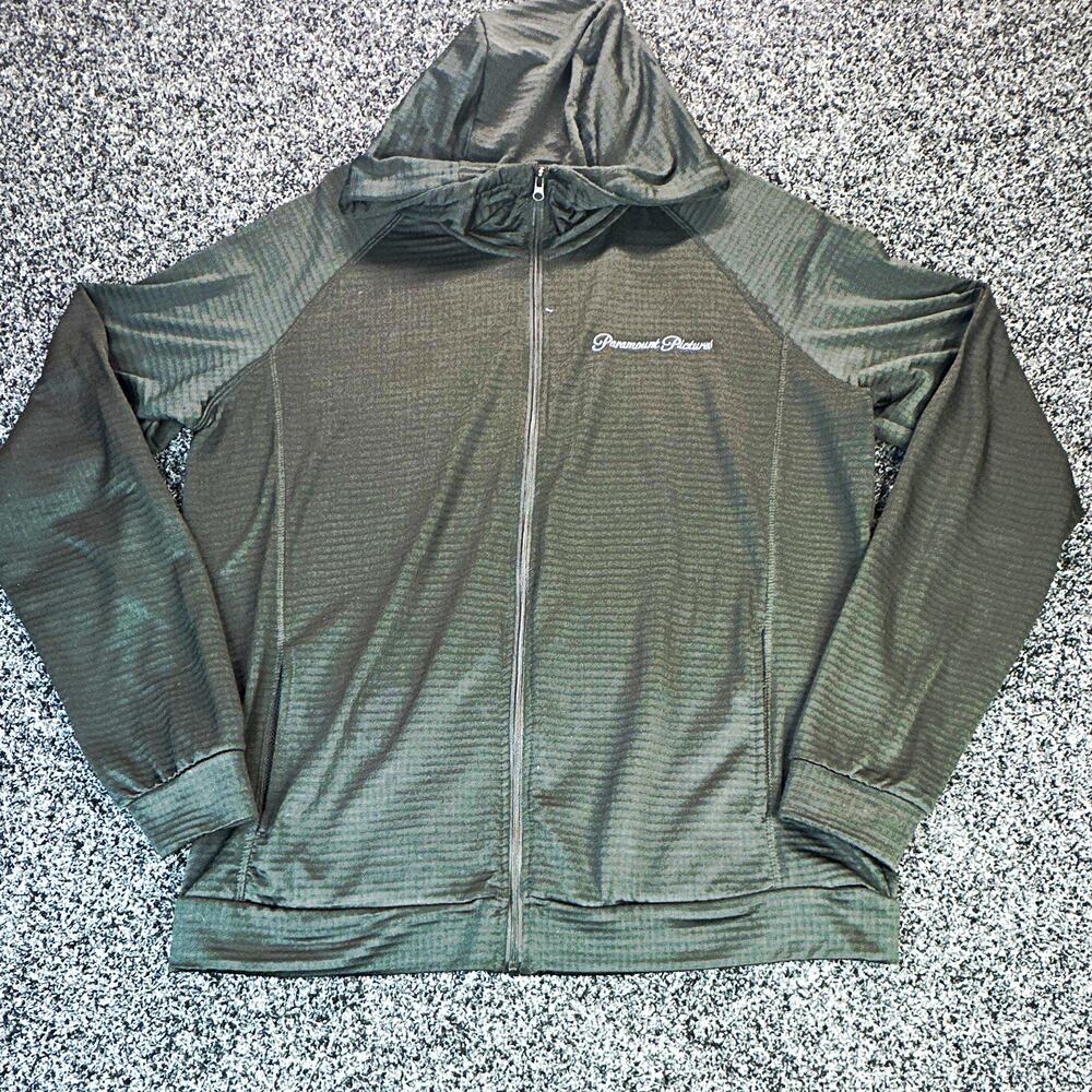Paramount Pictures Men's Black Full Zip Hooded Knit Hoodie L Embroidered Logo